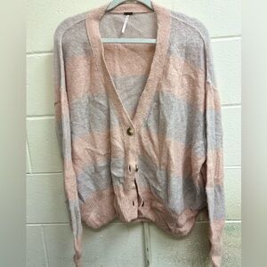 Woman’s free people pink and blue alpaca cardigan large